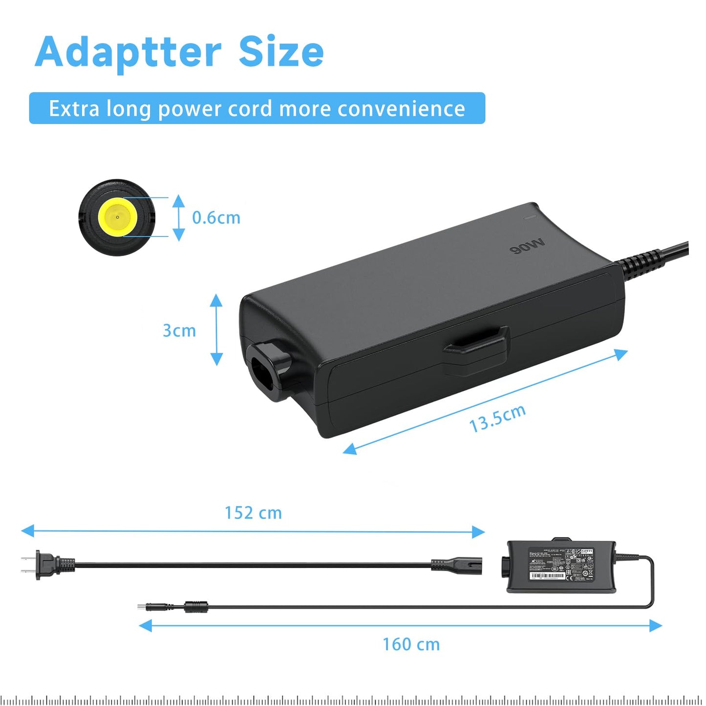LIFKAHY 90W AC Adapter for ResMed Cpap Airsense 10 Power Cord ResMed aircurve 10 Autoset for Her CPAP Elite Power Adapter for AirCurve 10 and AirCurve 10S 10VAuto 10 ASV Charger (Yellow tip 1 pin)