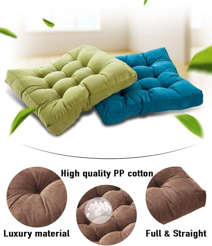 Tiita Indoor/Outdoor Chair Cushions 22" x 22" Seat Pillow Cushion Set of 2 Square Chair Pads for Sitting Patio Garden Floor Throw Pillows, Coffee