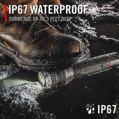 Coast GX20 1200 Lumen Waterproof Alkaline-Dual Power LED Flashlight with Twist Focus, Anti-Roll Cap and Textured Handle - Compatible with 4 x AAA Batteries (Included) or ZX750 Rechargeable Battery