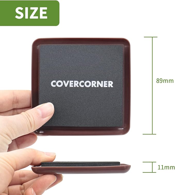 COVERCORNER Furniture Sliders for Carpet 16 PCS - 3 1/2 inch Furniture Moving Slider Chair Legs Floors Protectors Square Furniture Movers Sliders – Move Your Furniture Easy & Safely(for Carpet)-Brown