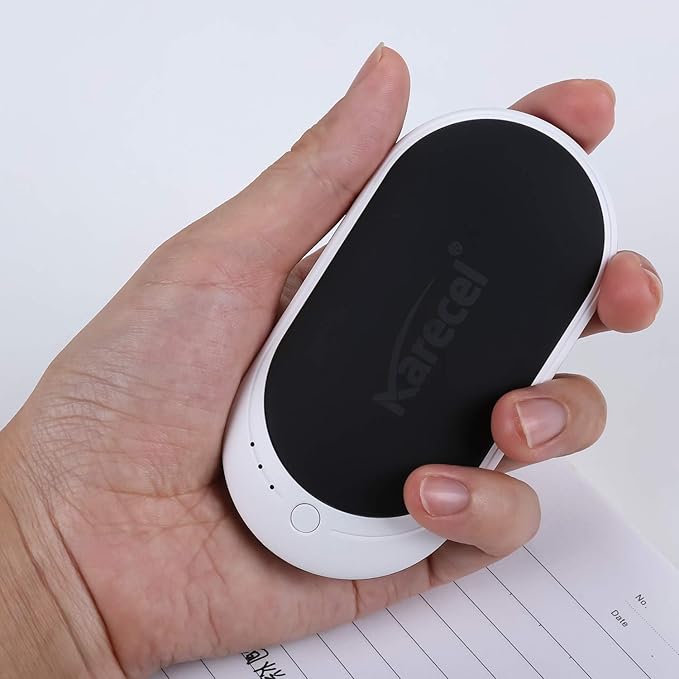 Karecel Hand Warmer Rechargeable, 5200mAh Electric Hand Warmer & Power Bank, Double-Sided Heating, USB Quick Charge, Portable Pocket Heater Handwarmer for Women Mens Gifts, Camping, Winter Sports
