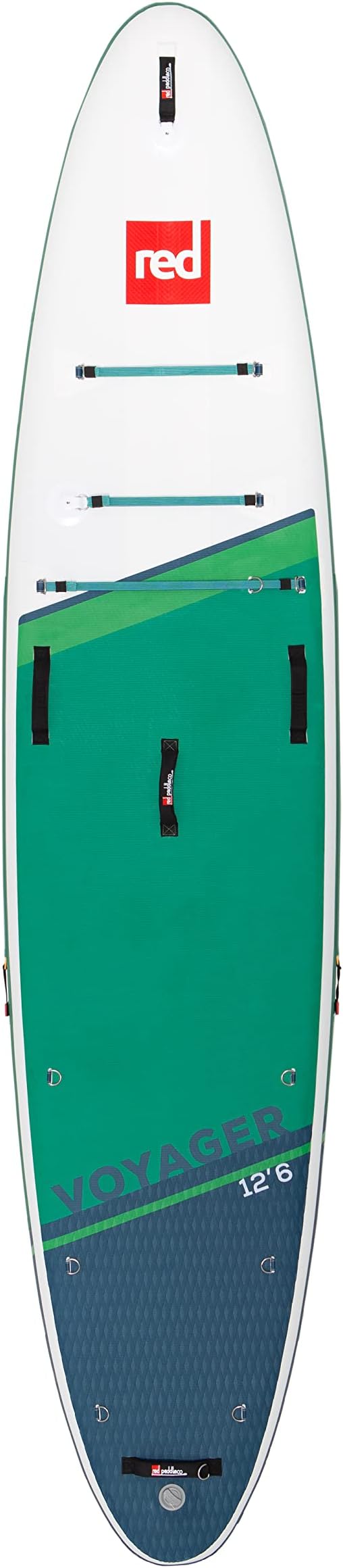 Red Paddle Co. Voyager MSL Inflatable Stand-Up Paddleboard Package - 2022 White/Green, 12ft 6in