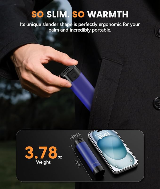 Rechargeable Hand Warmers - 2 Pack Electric Pocket Warmer, 360° Heating, 2X 5000mAh 18Hrs Long Last, 3 Settings - Camping Essentials, Hunting Gear, Christmas Stocking Stuffers, Gifts for Men, Women