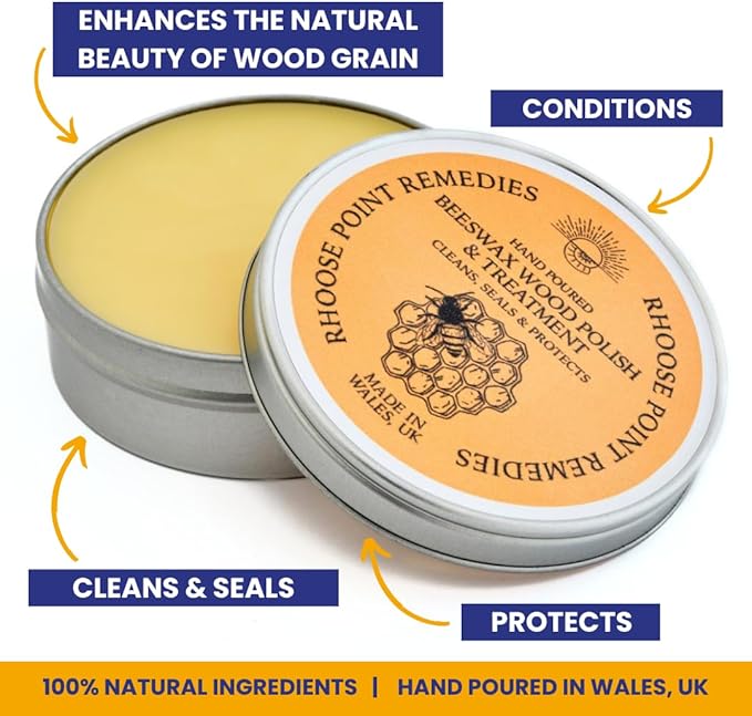 Premium Food-Safe Beeswax Wood Polish & Furniture Wax – Hand Poured Wood Conditioner | Eco-Friendly & Non-Toxic | Protects & Restores All Wood: Furniture, Toys, Cutting Boards, Ornaments (10.5 Fl Oz)