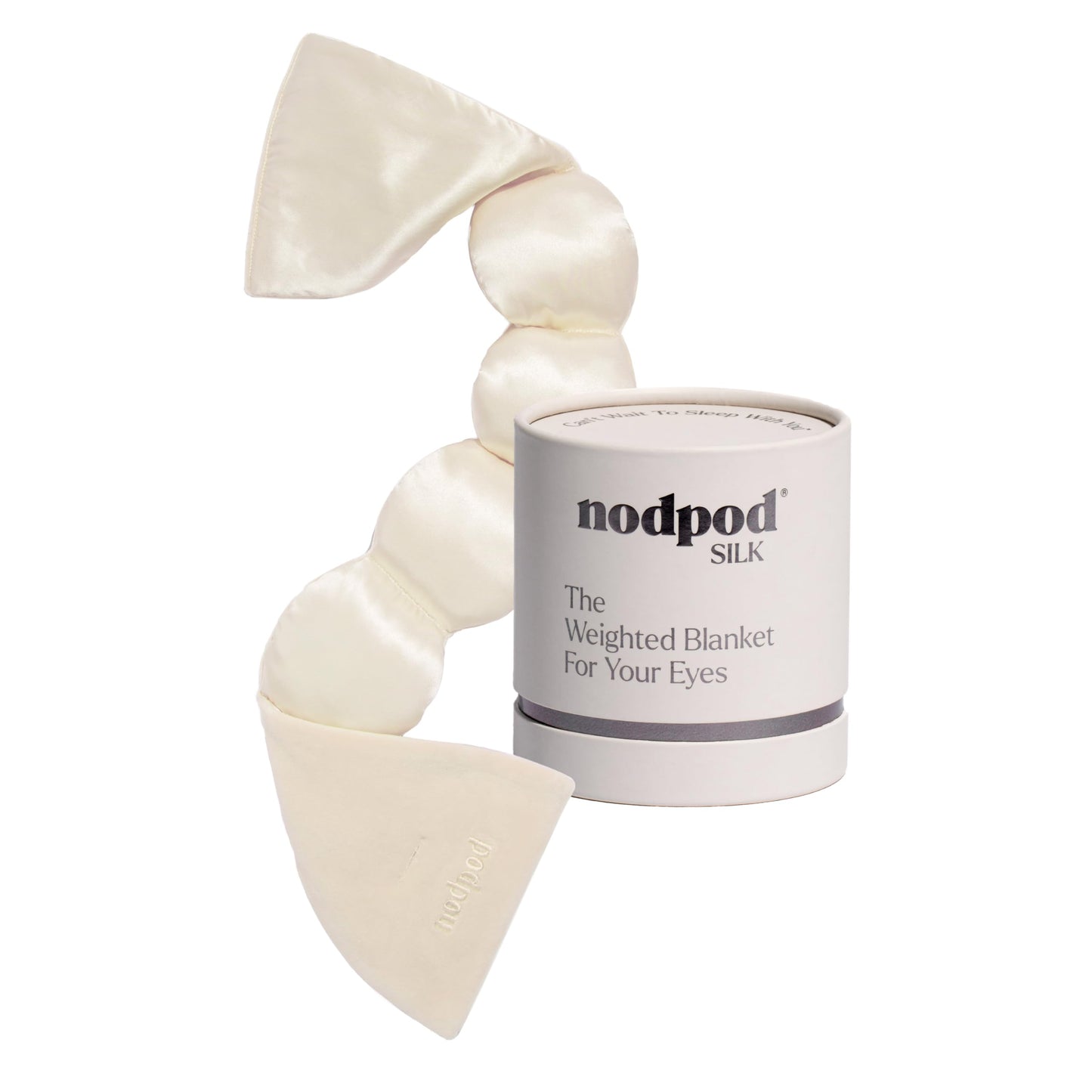Nodpod Mineralized Silk Gentle Pressure Sleep Mask - Strap-Free, Light-Blocking Design for Sleep, Travel & Relaxation - Weighted Eye Pillow, Machine Washable (Pearl)