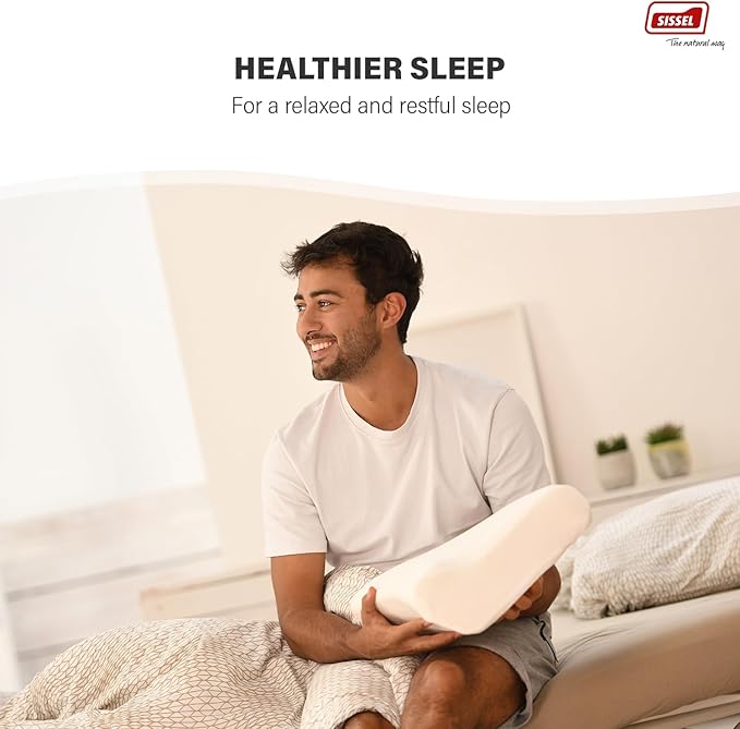 SISSEL Classic Neck Pillow Size L | Unique Incline for Disc & Vertebrae Relief | 5-Year Shape Stability Guarantee | Includes Washable Velour Cover | Dimensions: Approx. 47 x 33 x 14 cm