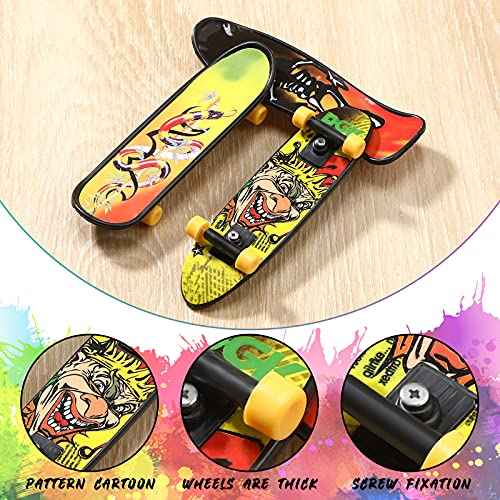 36 Pieces Mini Finger Skateboard Toy Skateboard Finger Boards with Double Sided Pattern Creative Fingertip Movement Toys for Birthday Goodie Bag Stuffers
