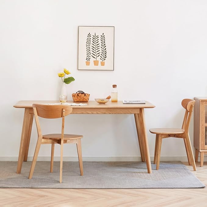 Hymus 100% Solid Oak Wood Dining Room Chairs - Practical Kitchen Chairs for Dining Room, Kitchen, Living Room (4, Natural)