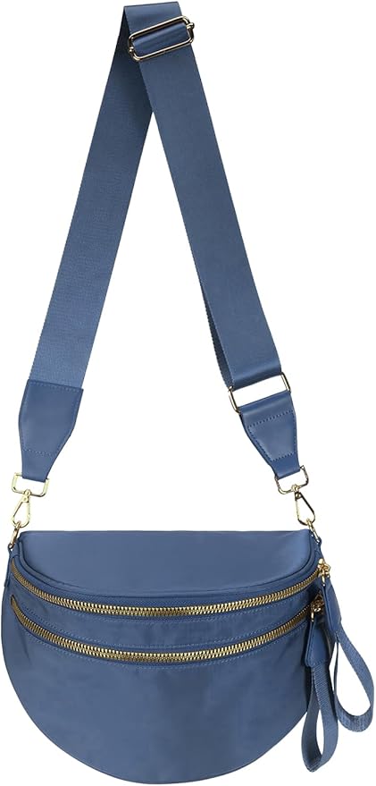 Pure Colour Crossbody Bag Bum Bag for Women,Spacious Purse Fanny Packs Belt Bag,Oversized Bum Bag (Colour Bum Bag-Monet Blue)