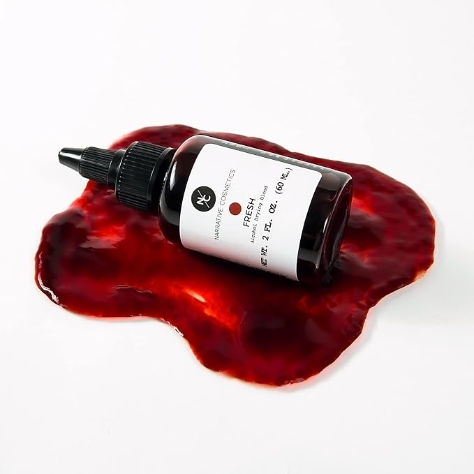 Narrative Cosmetics Alcohol Drying Blood, Ultra-Realistic Fake Liquid Blood, SFX Makeup for the Stage, Film, Halloween, and Cosplay - Fresh 2oz