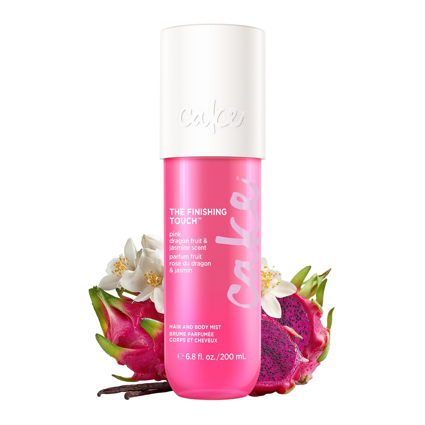 Cake Beauty Finishing Touch Hair and Body Mist, Pink Dragon Fruit & Jasmine Scent- Fine Fragrance Mist – Infused with Aloe and Argan Oil - 6.8 Fl Oz / 200 mL