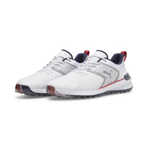 pumagolf Puma X Volition Ignite Innovate Golf Shoe, Puma White-DEEP Navy-Strong RED, 9.5