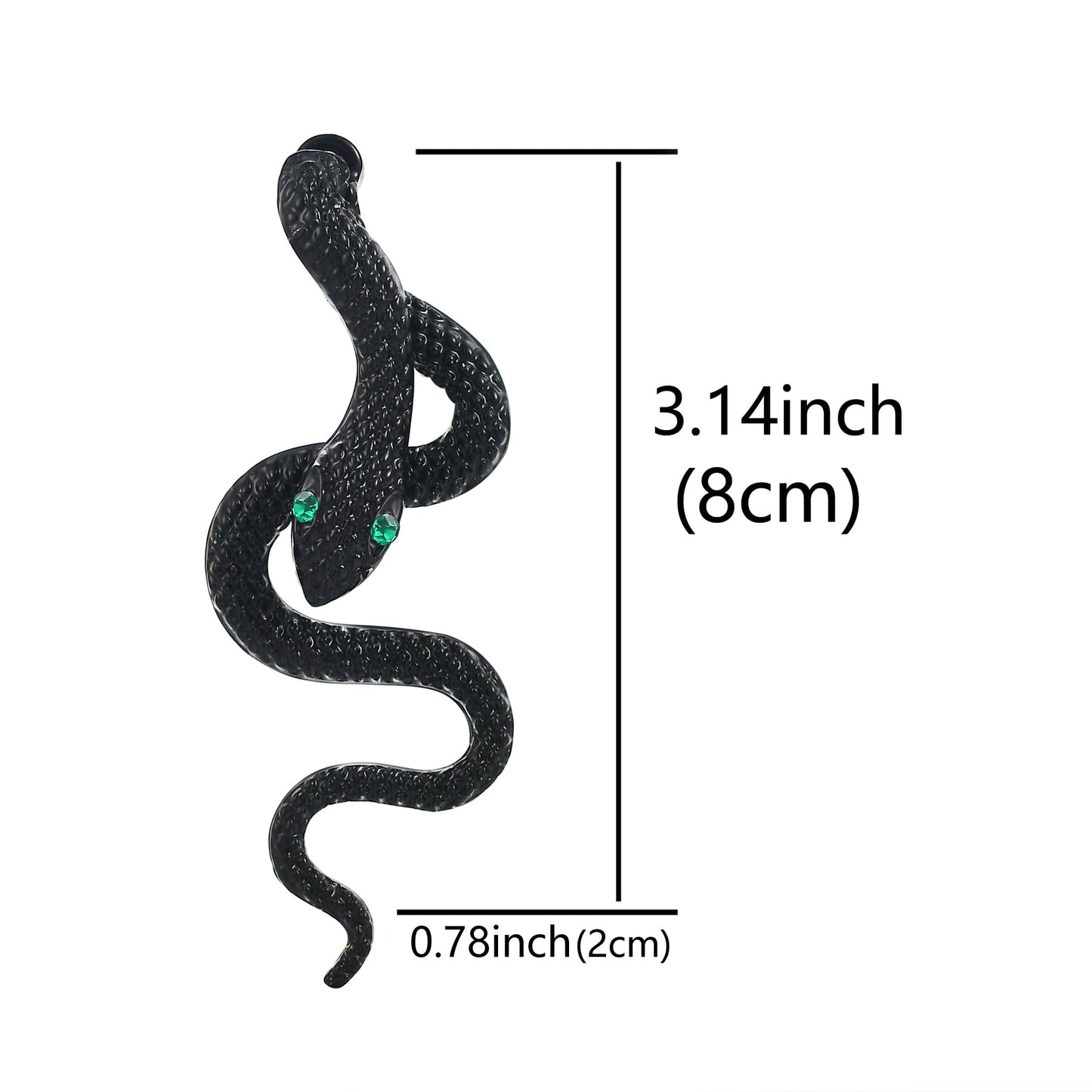 Black Snake Earrings for Women Men Punk Snake Stud Earrings Halloween Black long Snake Earrings Goth Dangle Detachable Earrings