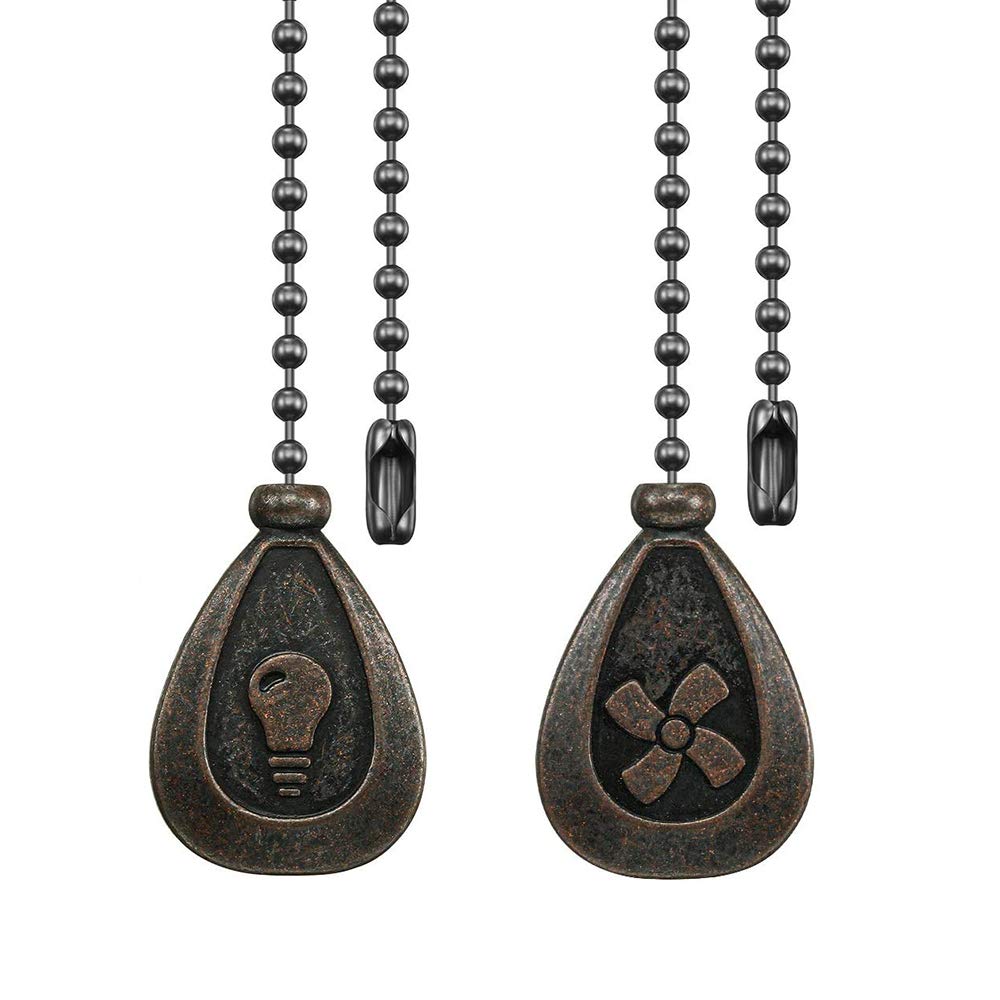Dotlite Bronze Ceiling Fan Pull Chain Set, Decorative Pull Chain Pendant Extension, 12 Inches Lighting & Fan Beaded Ball Fan Pul