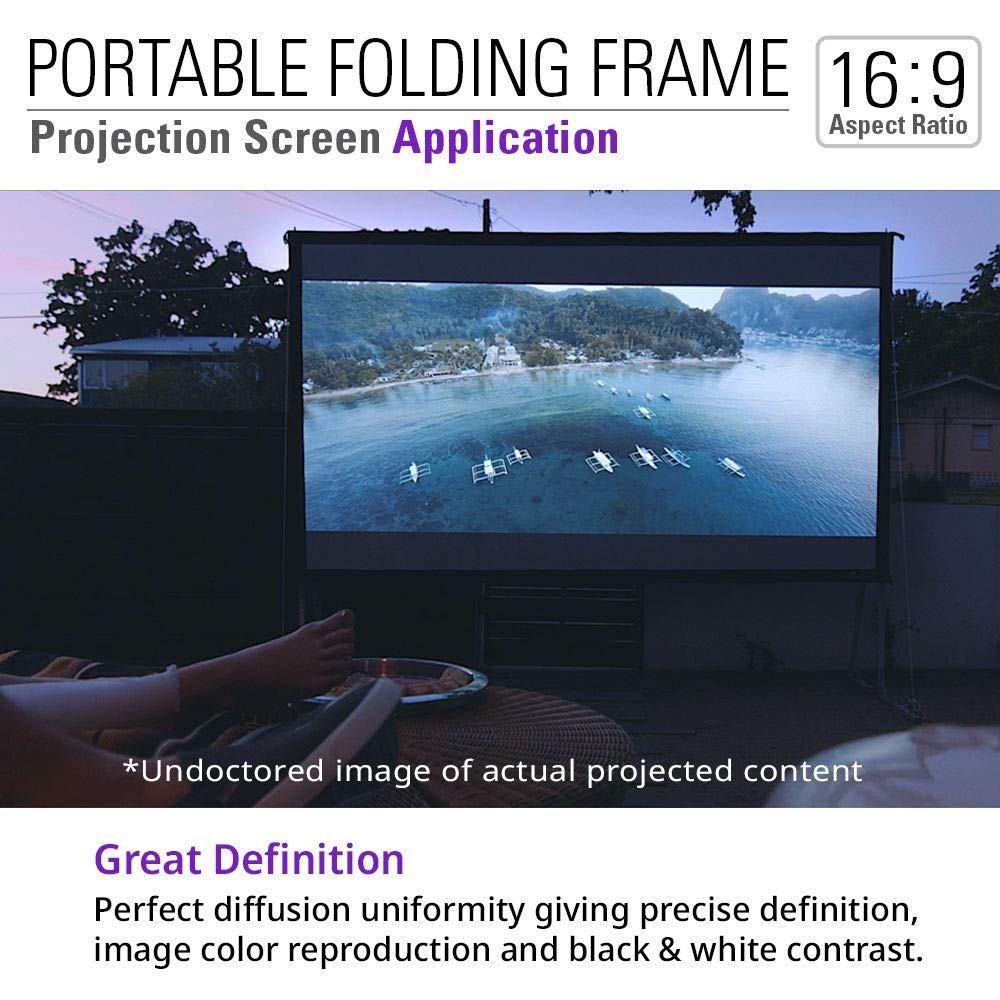 Akia 145 Inch Projector Screen with Stand and Carry Bag for Indoor & Outdoor Use – Portable Backyard Movie Display for 4K Ultra HD Viewing, Foldable Cinema Frame with Adjustable Support – AK-OS145H1.