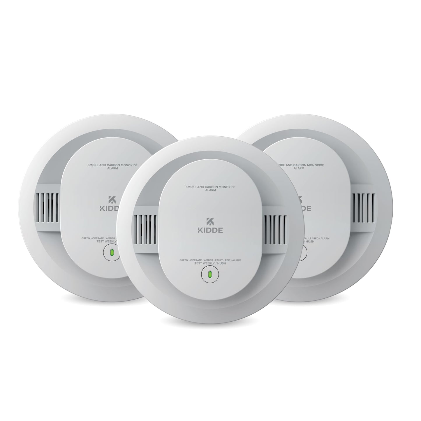 Kidde Smoke and Carbon Monoxide Detector, AA Battery Powered with LED Status Lights, 85 dB Alarm, 5 inches, 3-Pack