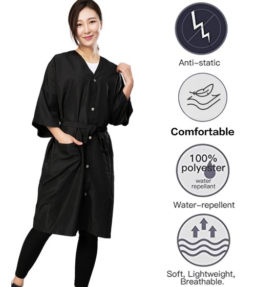 PERFEHAIR Salon Robes for Clients, Pack of 3, Hair Color Cape Kimono Gown Style, Grooming Smocks for Women & Men, 5 Snaps Closures