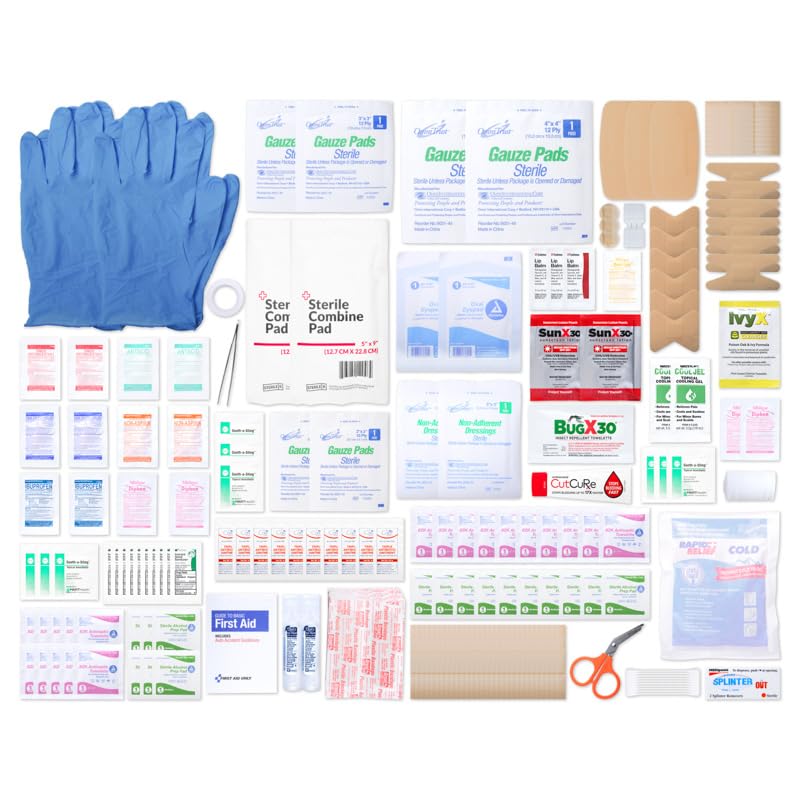 MFASCO Home Auto & Outdoor First Aid Kit Durable EVA Case - Great for Families, Students - Outdoor Emergency Supplies, Cle...