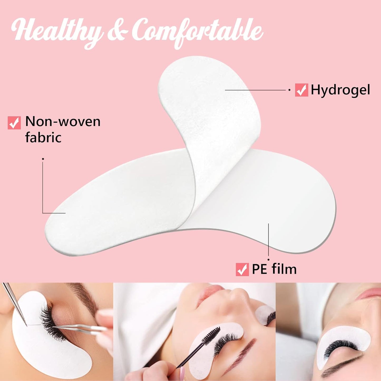 50 Pairs GreenLife 100% Naturel Eyelash Extension Under Eye Gel Pads patches kit Collagen (50 150 300 Pairs) with Aloe Vera Hydrogel Eye Patches set for Eyelash Extension Supplies Tools