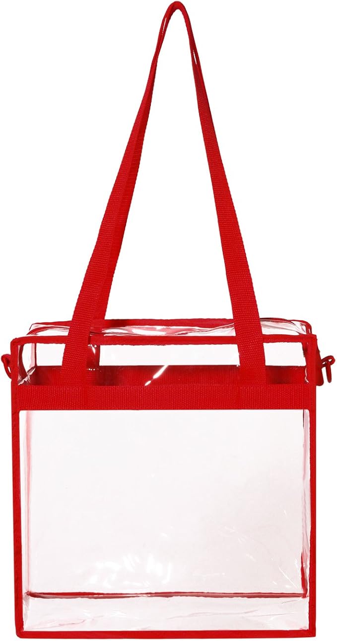 BAGAIL Clear Bags 12x6x12 Stadium Approved Clear Tote Bag with Zipper Closure Crossbody Shoulder Bag with Adjustable Strap