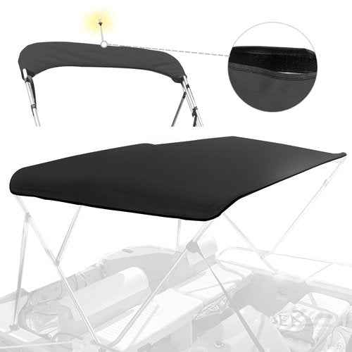 3 Bow Bimini Top Replacement Canvas for Boat with Light Hole and Storage Boot, Easy Install Zipper Sleeves, Heavy Duty Waterproof, 900D Marine Sun Shade Boat Canopy Without Frame, 6'L 61"-66" W Black