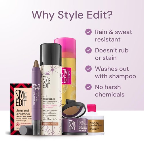 Style Edit Root Concealer Spray and Root Touch Up powder, to Cover Up Roots and Grays, Light Red Hair Color