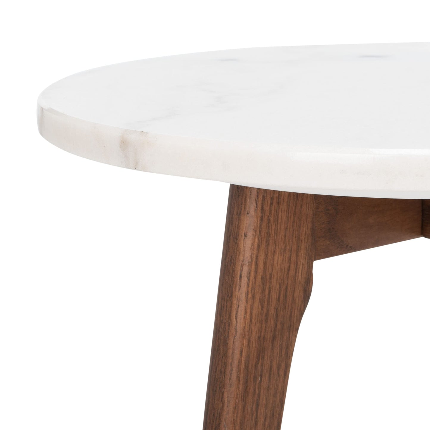 SAFAVIEH Home Collection Marini Marble/Walnut Round Top Accent End Table
