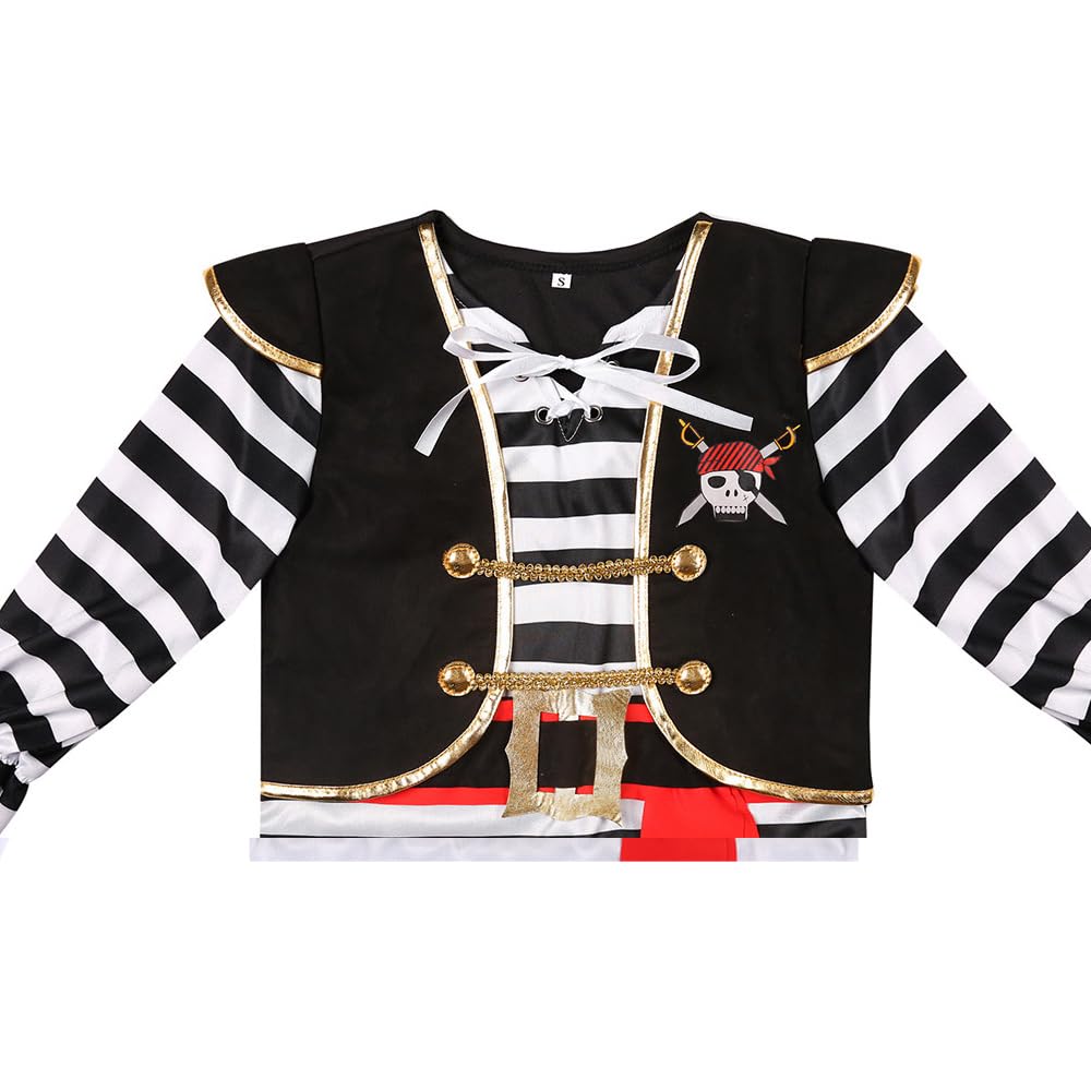 Yorborgor Kids Pirate Outfit - Boys Cosplay Party Dress Up (Stripes, 3-4 Years)