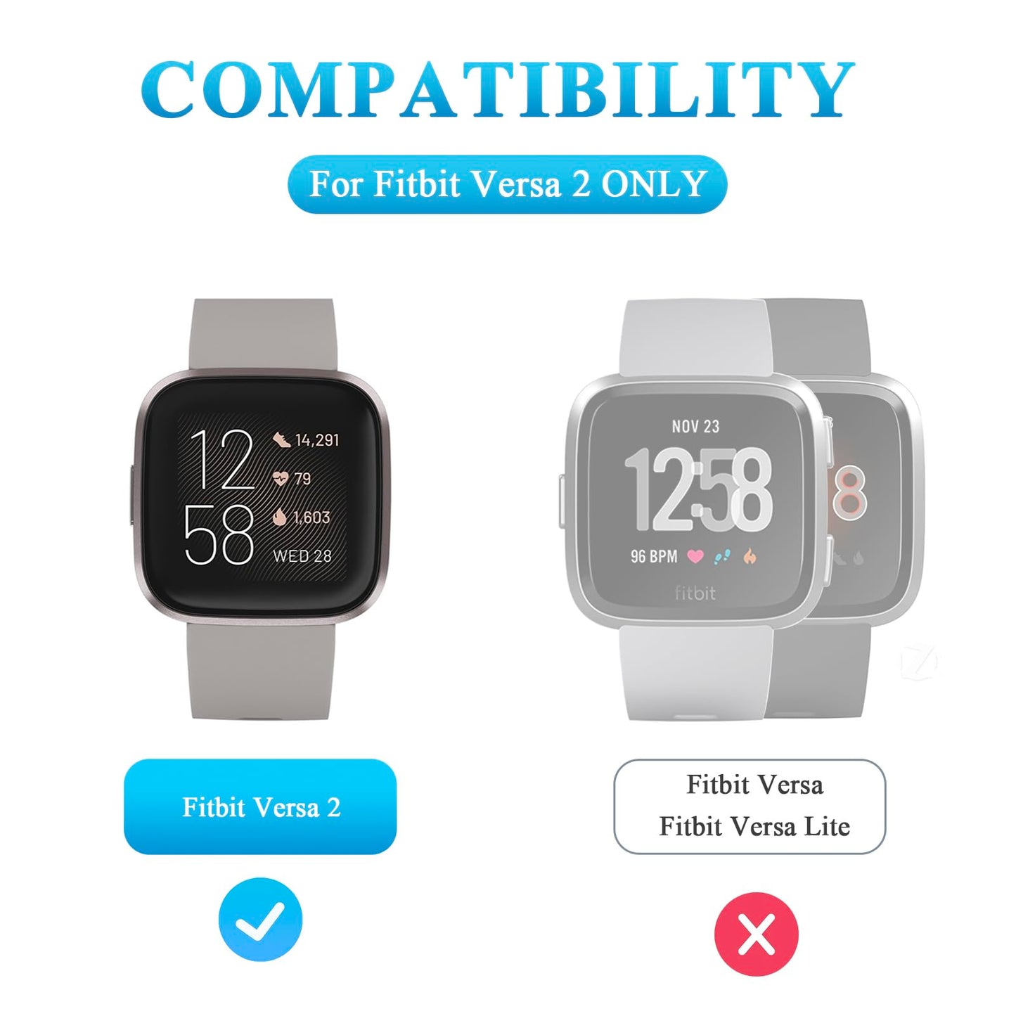 Vancle Charger For Fitbit Versa 2 (Only), Anti-Slip Charging Stand Dock With 4.1Ft Usb Cable Cord For Fitbit Versa 2 Smartwatch