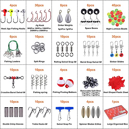 PLUSINNO Fishing Rod and Reel Combos, 263Pcs Fishing Tackle Kit with Tackle Box, Saltwater Freshwater Resistant Fishing Gear