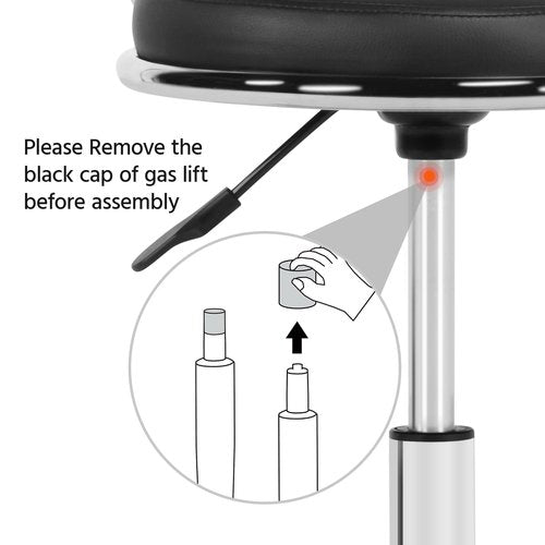 Yaheetech Rolling Swivel Salon Stool Chair Nail Chair Height Adjustable Home Spa Massage Manicure Facial Stool with Backrest and Wheels, Black