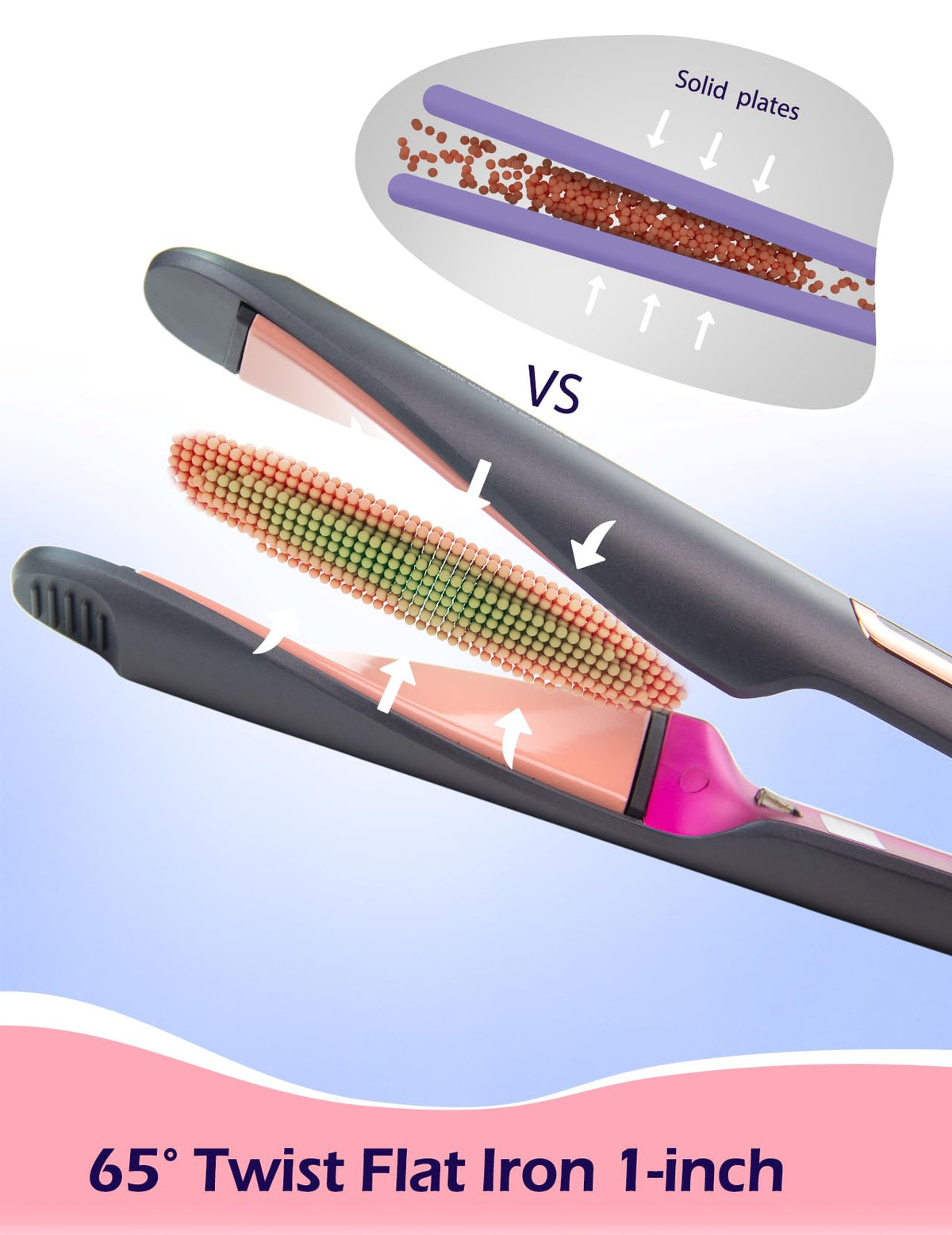 ANGENIL Pro Twist Ceramic Flat Iron 1 Inch, Dual Voltage Hair Straightener and Curler 2 in 1, Multi-Stylers Round Flat Iron Hair