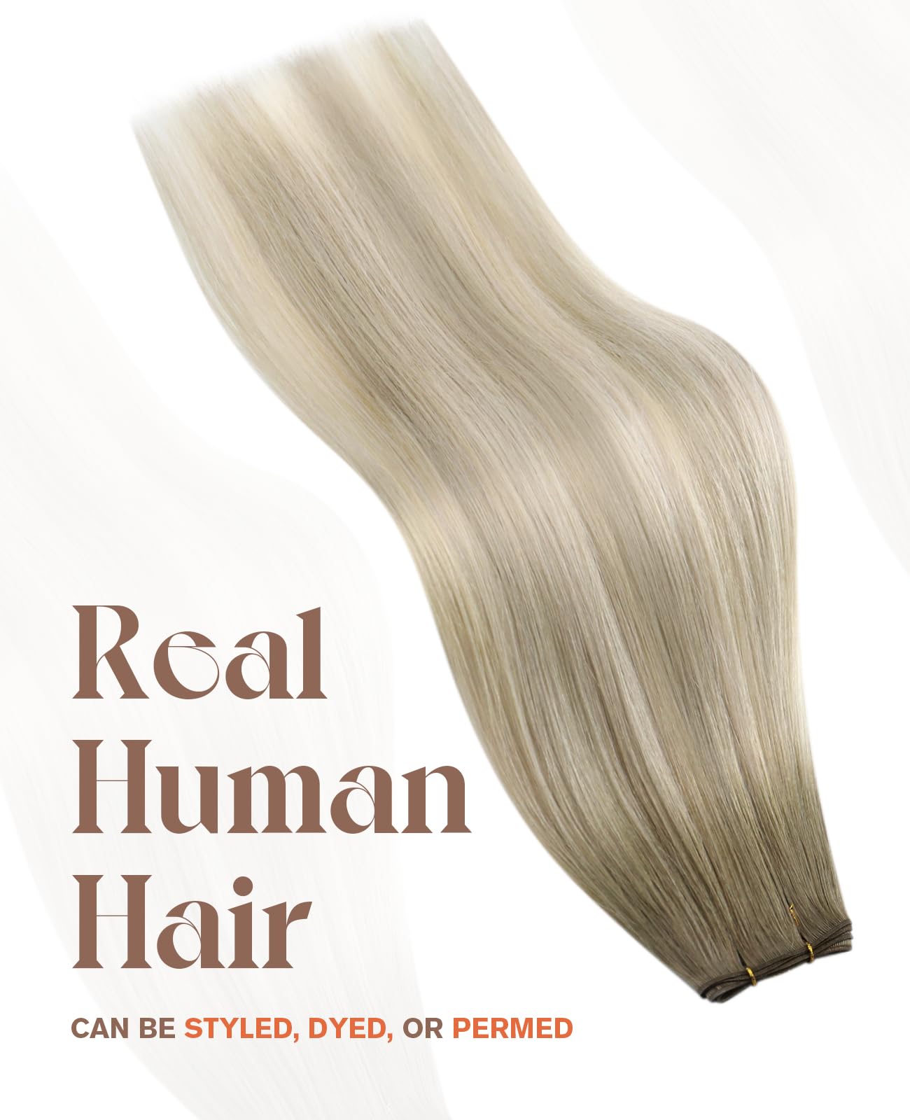 Sunny Hair Genius Weft Sew in Hair Extensions Real Human Hair Blonde Genius Weft Hair Extensions Human Hair Hand Tied Hair Exten