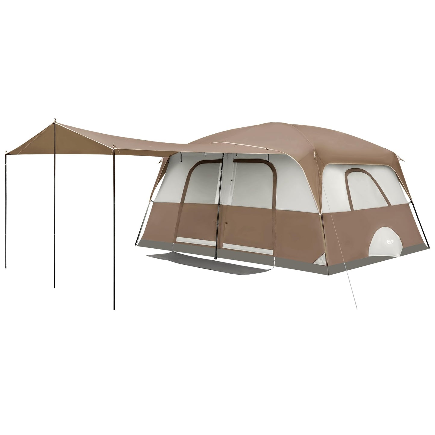 PORTAL Camping Tent, 10 Person Instant Cabin Tent with Rainfly, Large Mesh Windows & Upgraded Ventilation, Portable Big Tents with Carry Bag for Family Outdoor, Backpacking, Hiking, Brown
