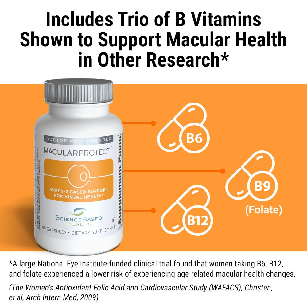 ScienceBased Health MacularProtect AREDS 2 Formula – Eye Health Vitamin & Mineral Supplement with Lutein, Zeaxanthin & B Vitamins for Macular & Vision Support – 60 Capsules