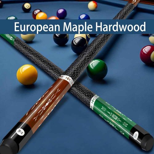 Pennpliy Pool Cue, 58" Pool Stick, Pool Sticks Set of 4 Maple Wood Billiard Pool Cues Sticks with 4 Billiard Chalk, Pool Sticks for Adults Professional Billiard Players - 18oz, 19oz, 20oz, 21oz