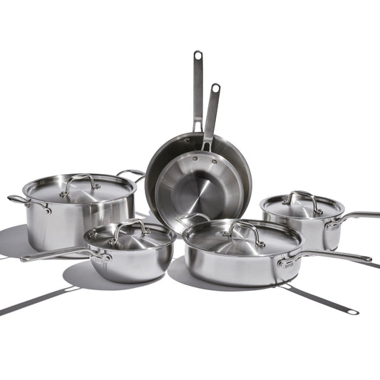 Heritage Steel Eater Series 10 Piece Cookware Set | Made in USA | 5 Ply Fully Clad Stainless Steel Cookware Set | Stay Cool Handle | Induction Ready & Non-Toxic