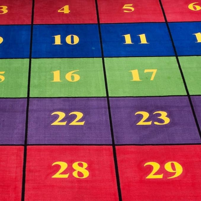 KIDCARPET.COM Classroom Seating Rug with 30 Squares Bright, 10' x 12' Rectangle, Educational Classroom Rug, Kids Learning Play Mat | Area Rug for Bedroom or Playroom