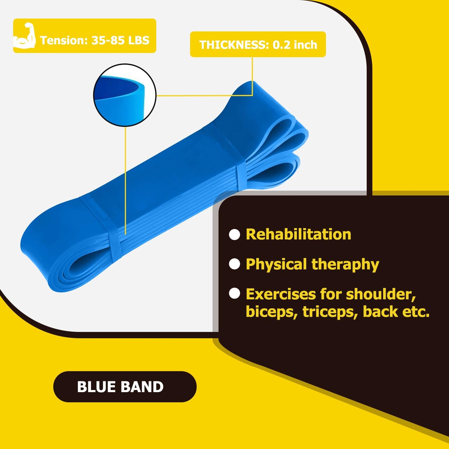 Pull Up Bands, Resistance Bands, Pull Up Assistance Band Exercise Bands for Men & Women Working Out, Body Stretching, Physical Therapy, Muscle Training - Dark Blue