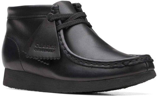 Clarks - Kids Wallabee O Boot, Color Black Leather, Size: 11.5 W US Little Kid