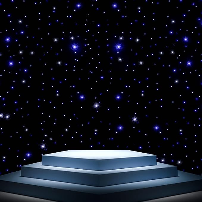 WUPYI LED Backdrop 10ft x 13ft LED Stage Sky Cloth Background Blue and White Star Curtain DMX Control for Wedding Party Ba...
