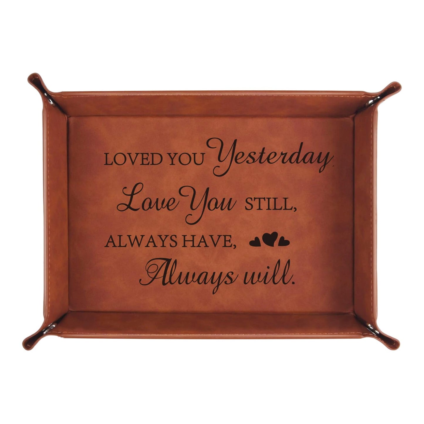 to My Husband Gifts,Leather Tray Engraved Personalized Tray,Birthday Gifts Anniversary Valentine's Day Gifts,Valet Tray Desktop Storage Organizer (Always Will)