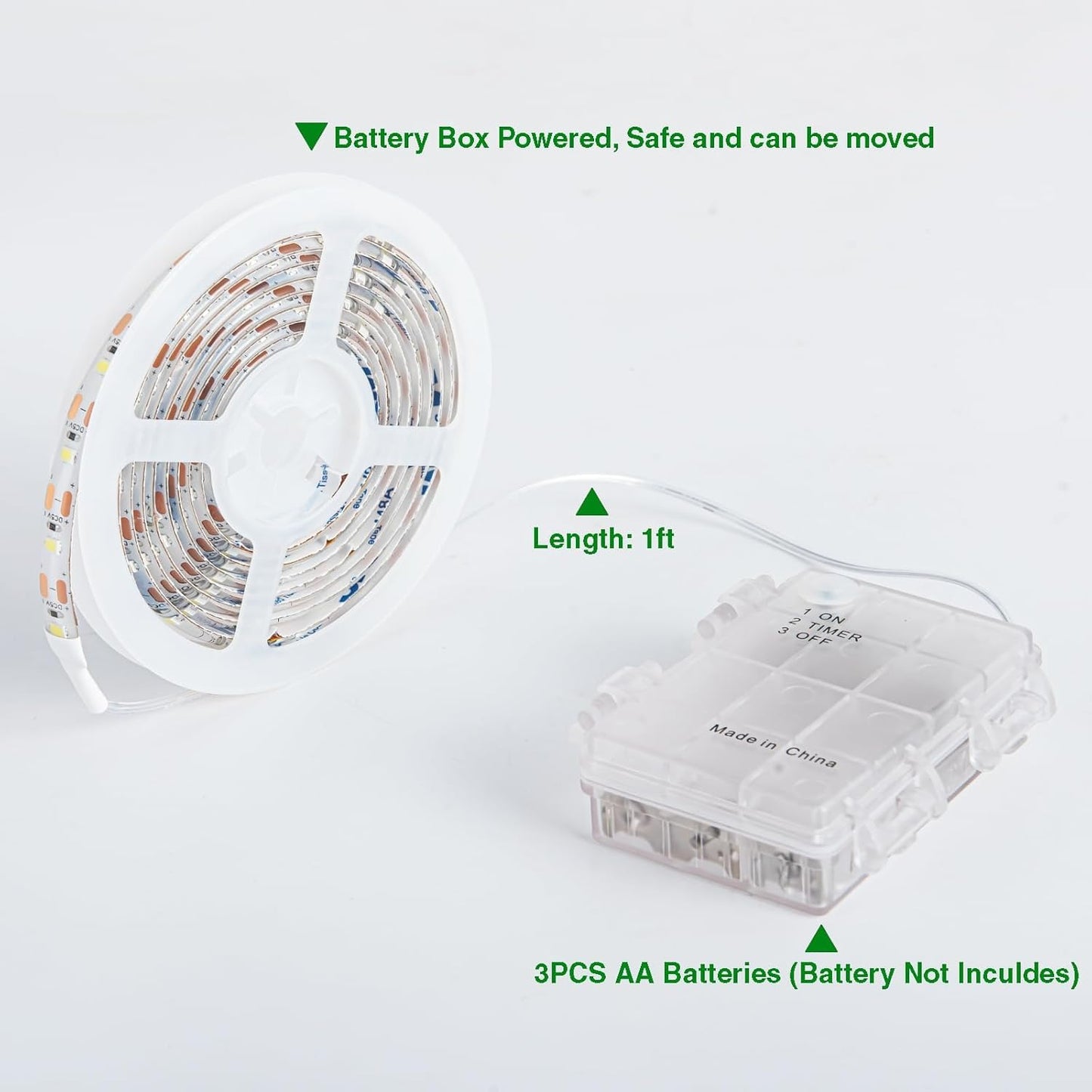 Marreal Battery Powered Led Strip Lights, Warm White, with Remote, 13.2ft, 240LEDs Dimmable, Timer, Cuttable Suitable for Bathroom, Fish Tank, Marriage, Kitchen, Waterproof.
