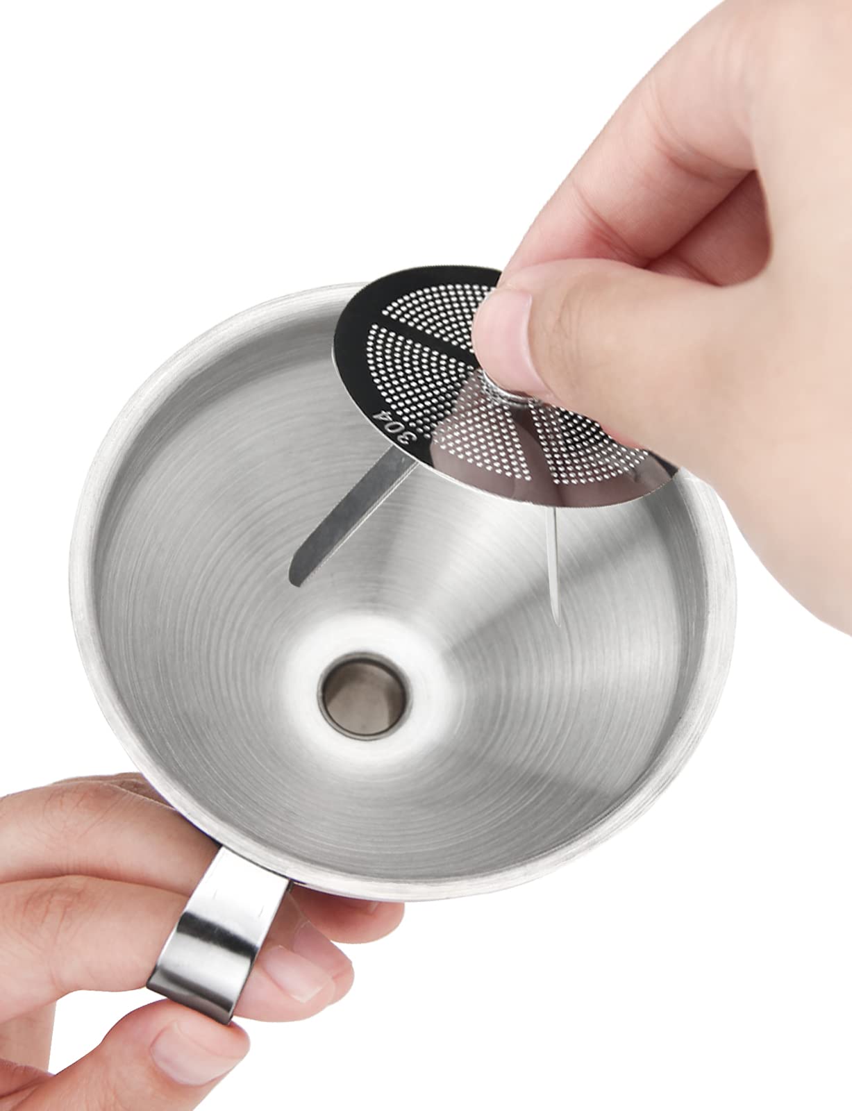 Gnellkoor Resin Funnel, Resin Filter Funnel with Strainer 3D Printer Stainless Steel Funnels for Filtering and Recycling UV SLA/DLP/LCD Photosensitive Resins, with Cleaning Brush