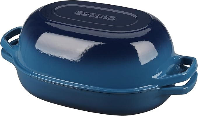 Enameled Cast Iron Oval Dutch Oven Pot with Lid, Dutch Oven for Sourdough Bread Baking, Oval Bread Pan, Bread Oven, Bread Dutch Oven, 7qt, Lake Blue