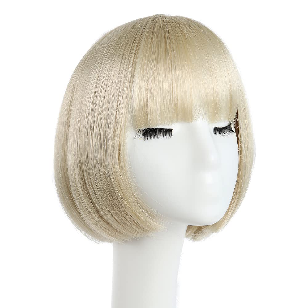 HSPCYGG Bob Wigs Short Daily Blonde Wig with Bangs 10 Straight Synthetic Halloween Costume Cosplay Wigs for Women