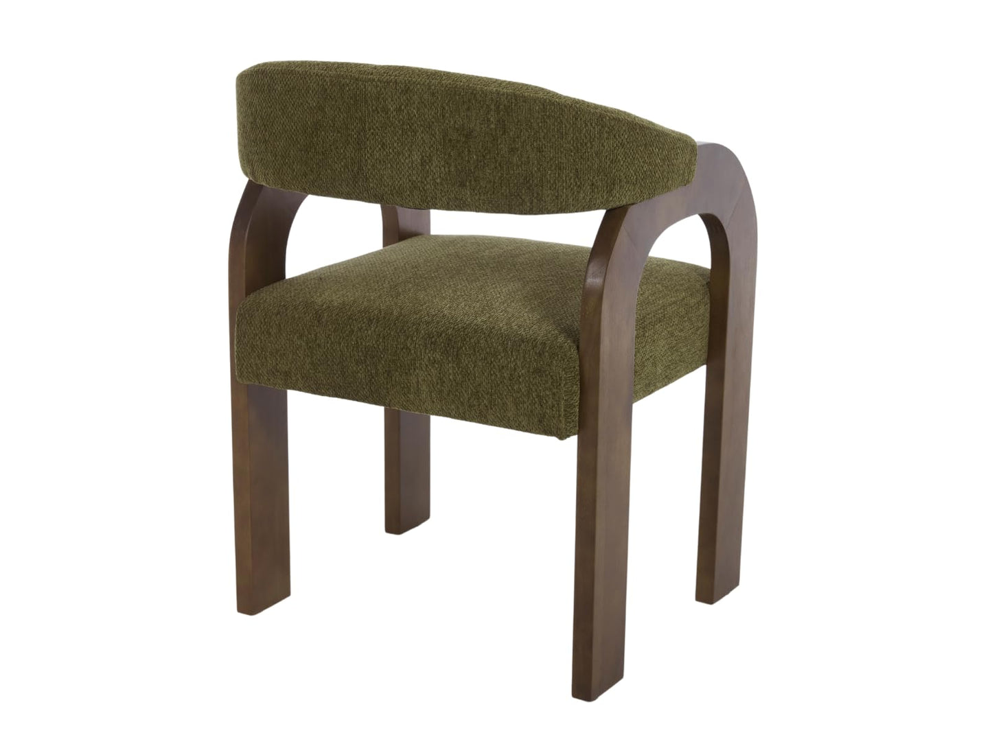 DAYALANE Farmhouse Dining Chairs Set of 2 - Upholstered Armchairs with Chenille Cushions & Curved Wooden Arms, Barrel Wood Kitchen Chairs for Dining Room/Cafe/Kitchen Island (Sage Green)