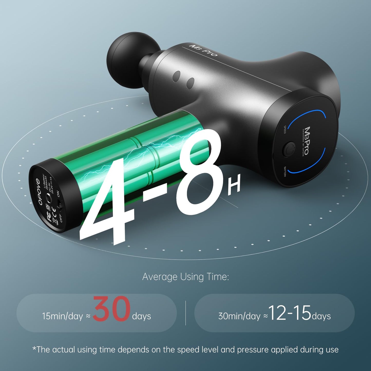 Opove M3 Pro 2 Massage Gun Deep Tissue Percussion Muscle Massager for Workout, Percussive Therapy Fascia Gun for Athletes Fast Recovery, 30 Days Long Battery Life, 70lbs Stall Force, Space Gray