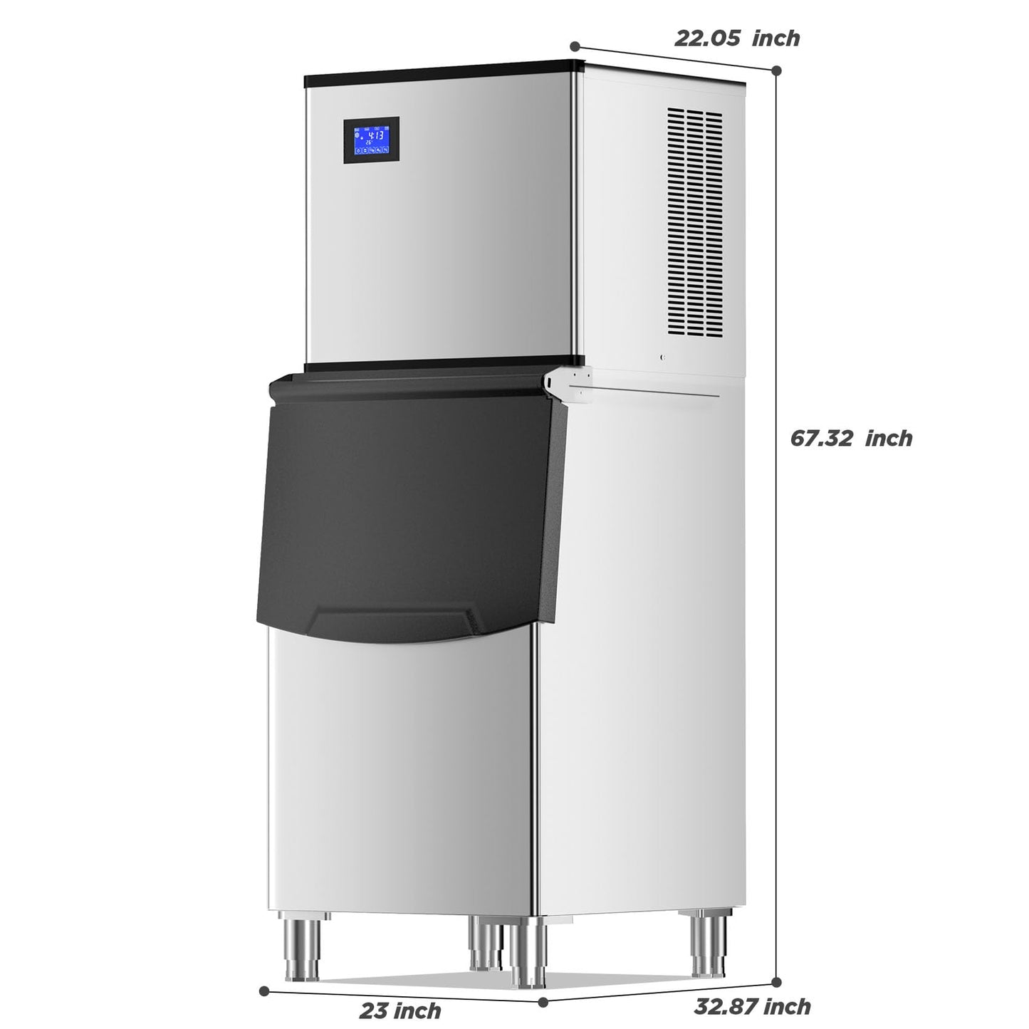 Commercial Ice Maker Machine 575Lbs/24H with 400LBS Large Storage Bin Ice Ready in Air Cooled Clear Cube Ice for Bar Business Cafe (575 Lbs/24H)