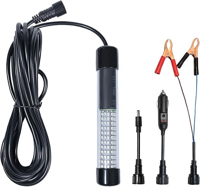 SAMDO IP68 12V LED Underwater Fishing Light 1080 Lumens Fish Attracting Light, Night Fishing Light 10.8W